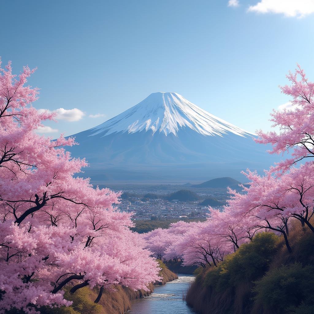 Japan's Natural Beauty: Mount Fuji and Cherry Blossoms