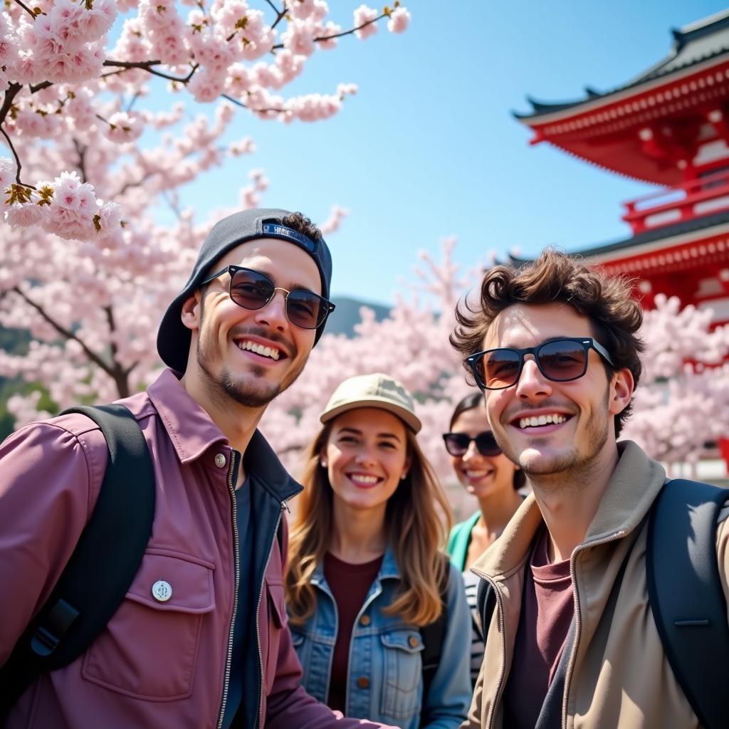 Japanese Cherry Blossoms in Full Bloom During an Oasis Tour