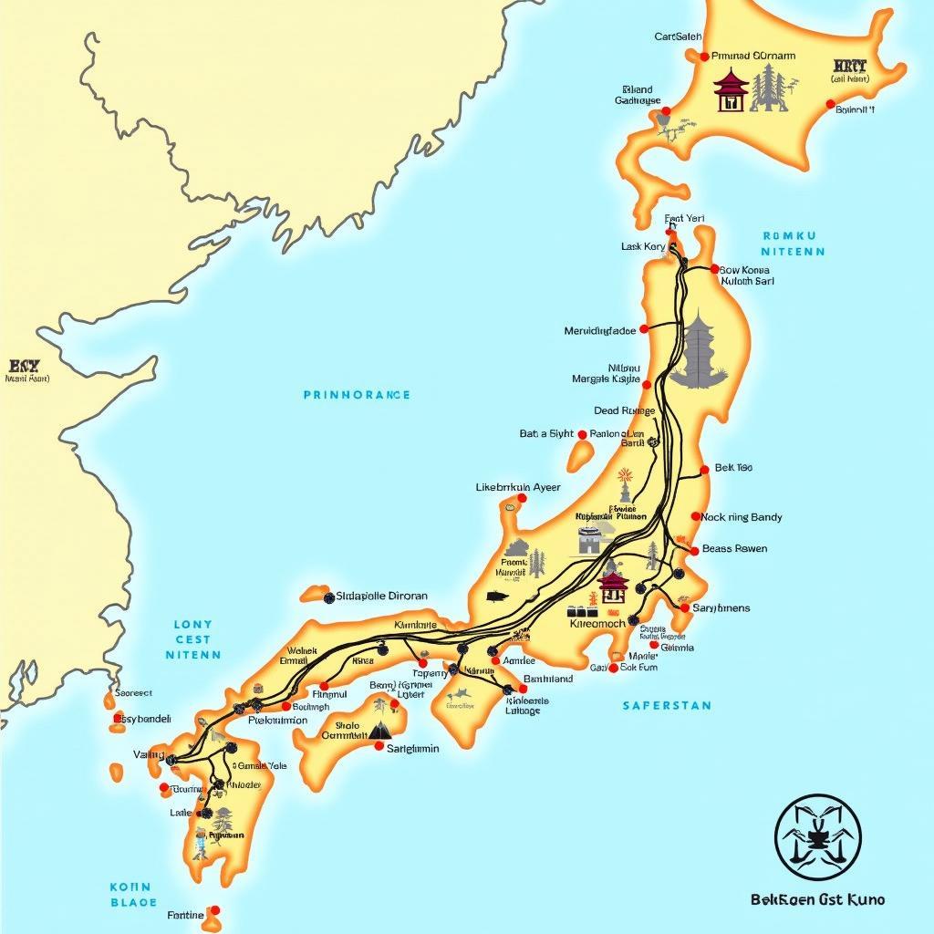 Map of Japan Pilgrimage Routes