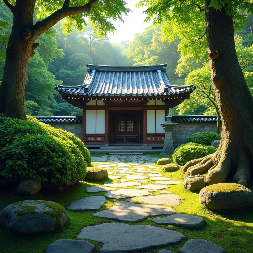 Tranquil Japanese Temple Garden