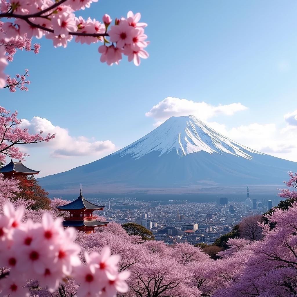 Japan Tour - Mount Fuji with Cherry Blossoms