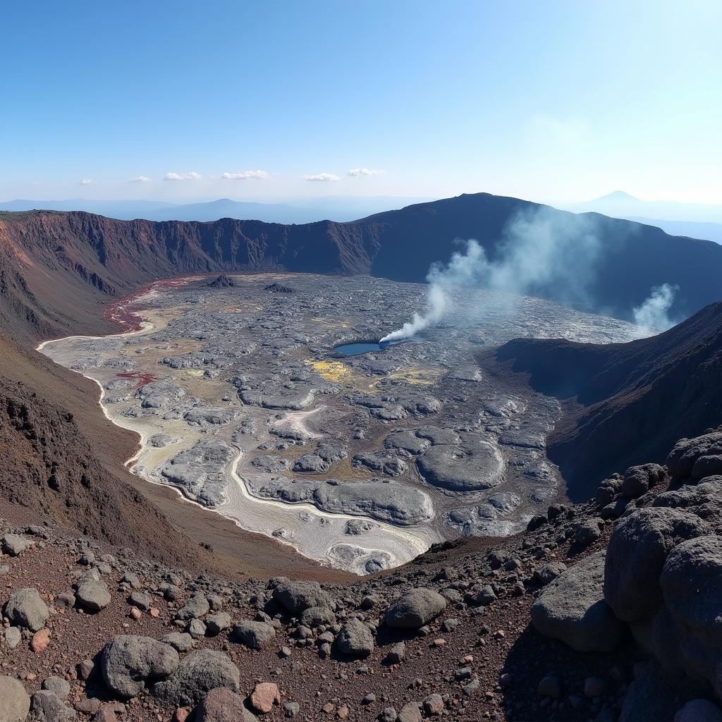 Volcanic landscape in Japan during a lava tour