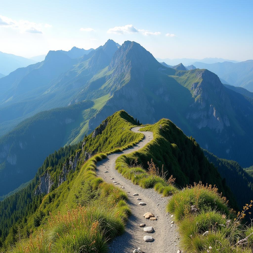 Scenic Hiking Trail in Japanese Alps