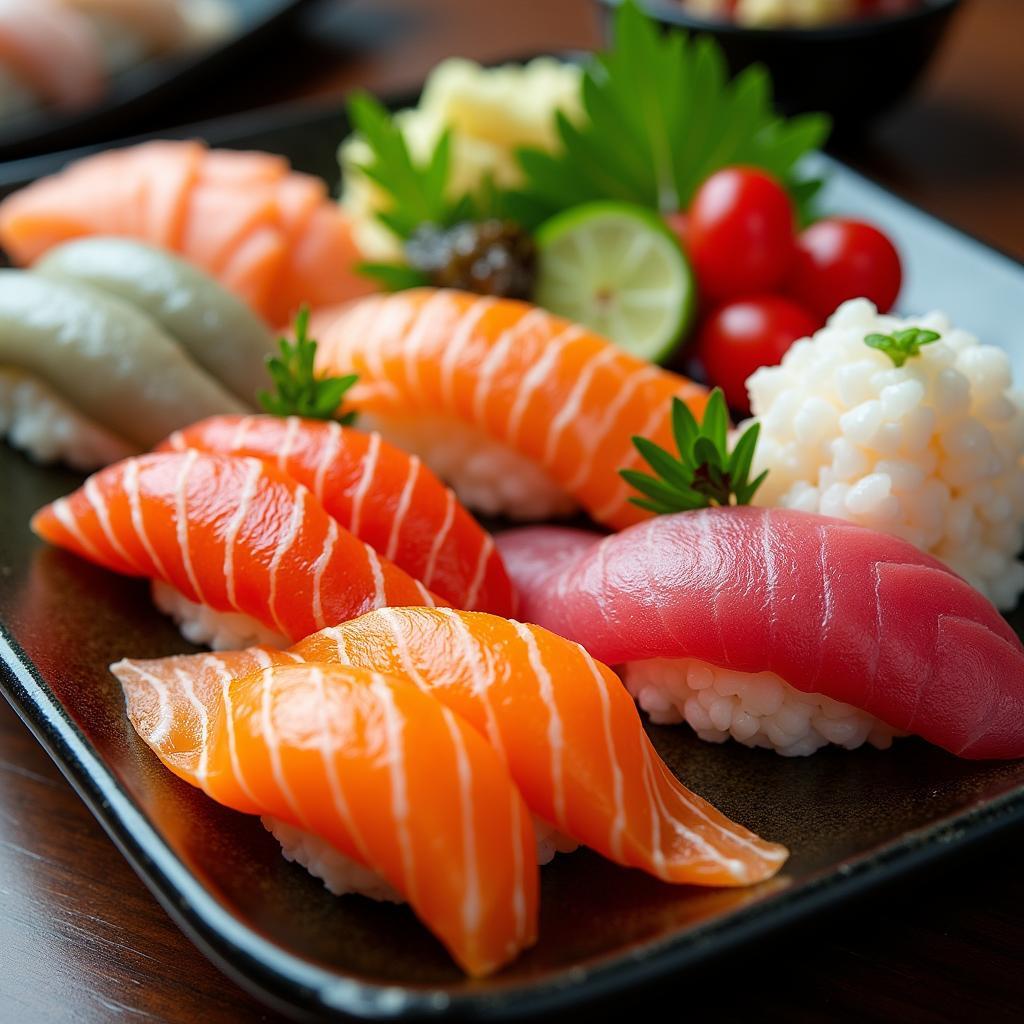 Enjoying Fresh Sushi and Sashimi