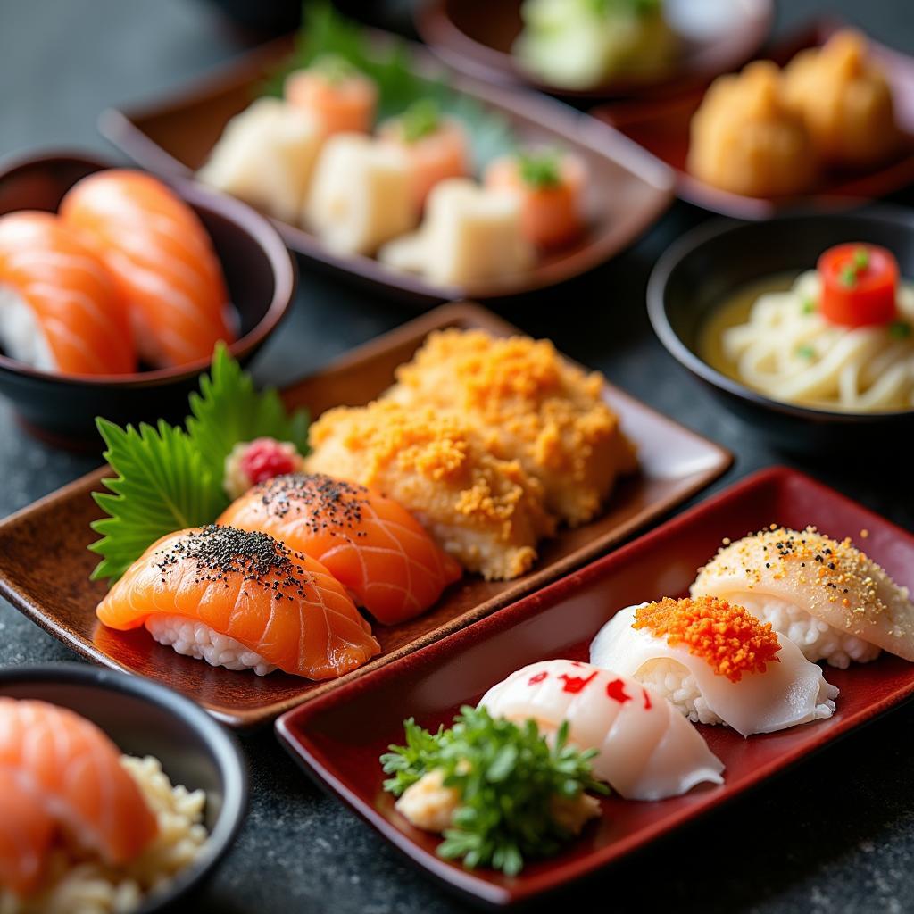 A selection of Japanese dishes showcasing the diversity and artistry of Japanese cuisine