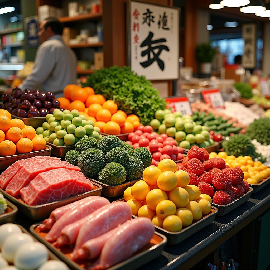 Fresh Produce at a Japanese Food Market