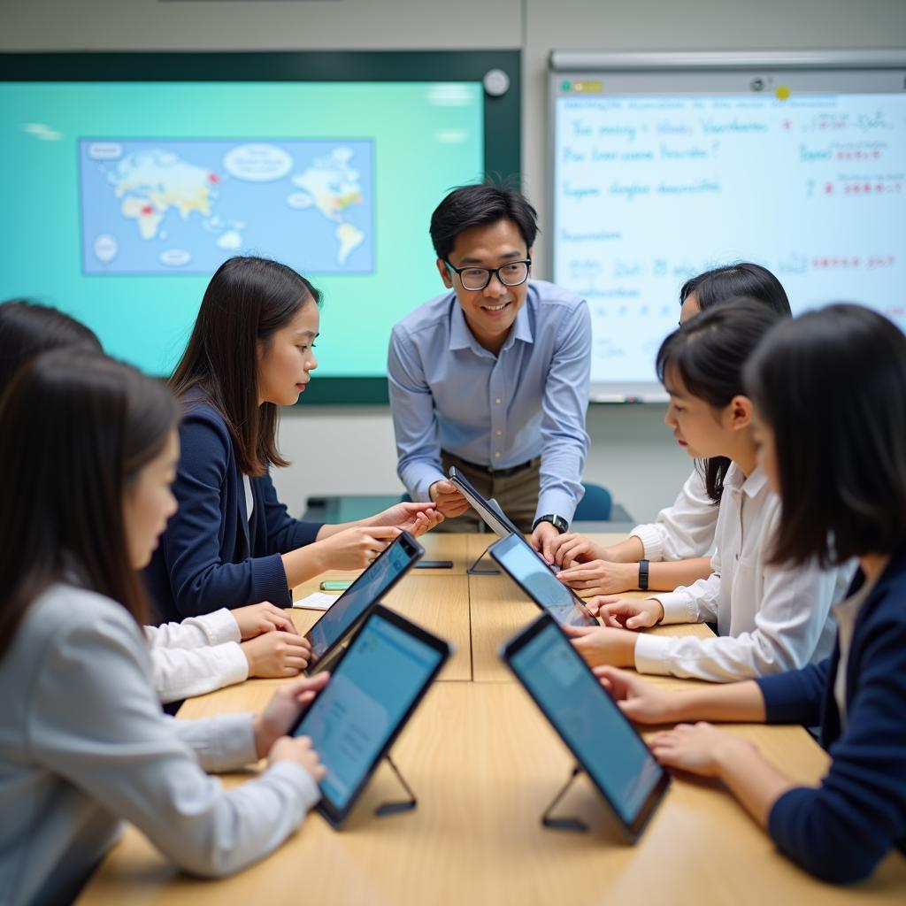 Japanese Students Learning Technology in Classroom