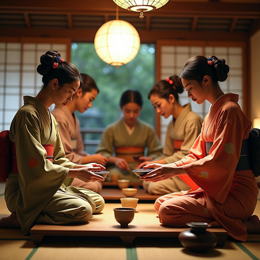 Traditional Japanese Tea Ceremony in Kimono