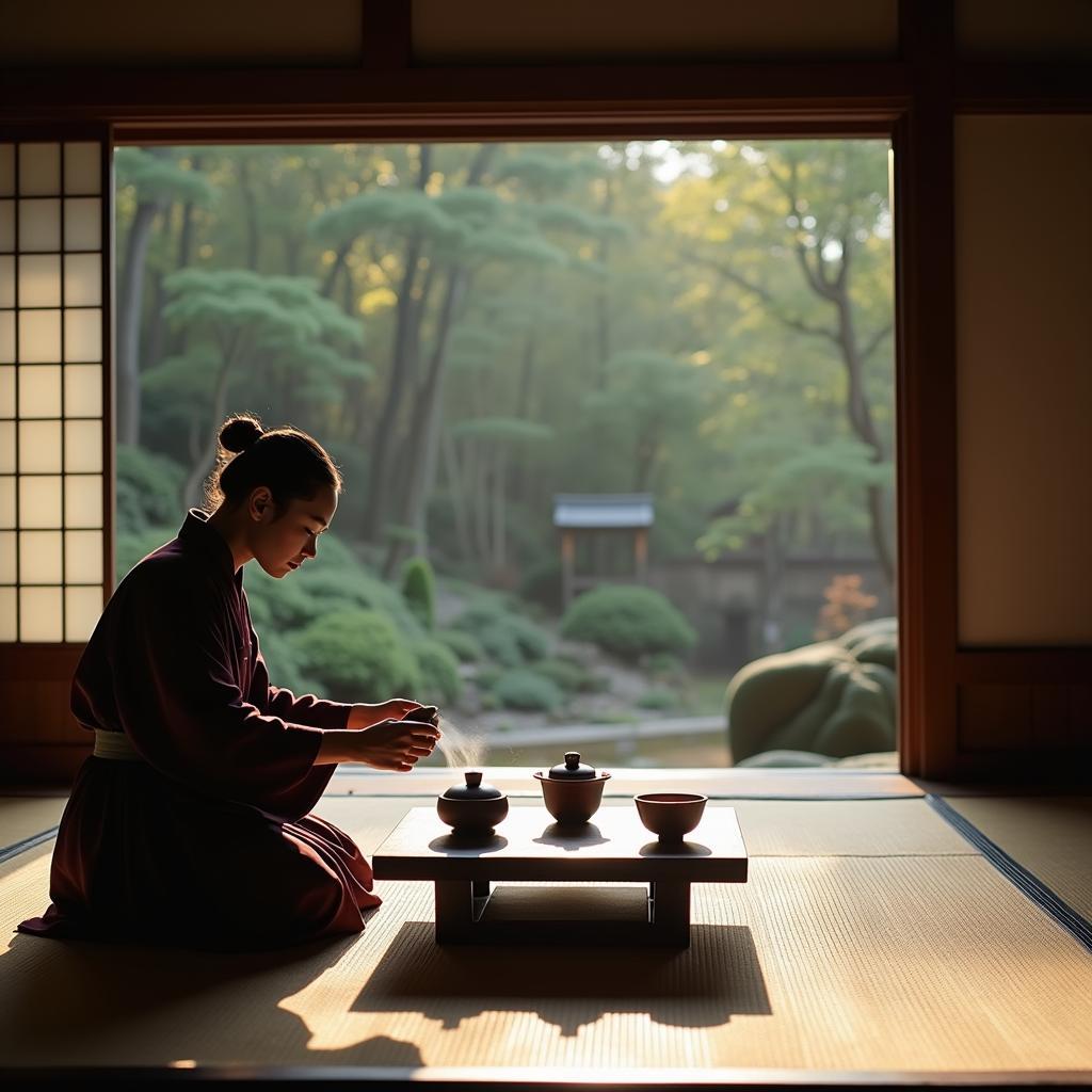 Traditional Japanese Tea Ceremony in a Kyoto Temple