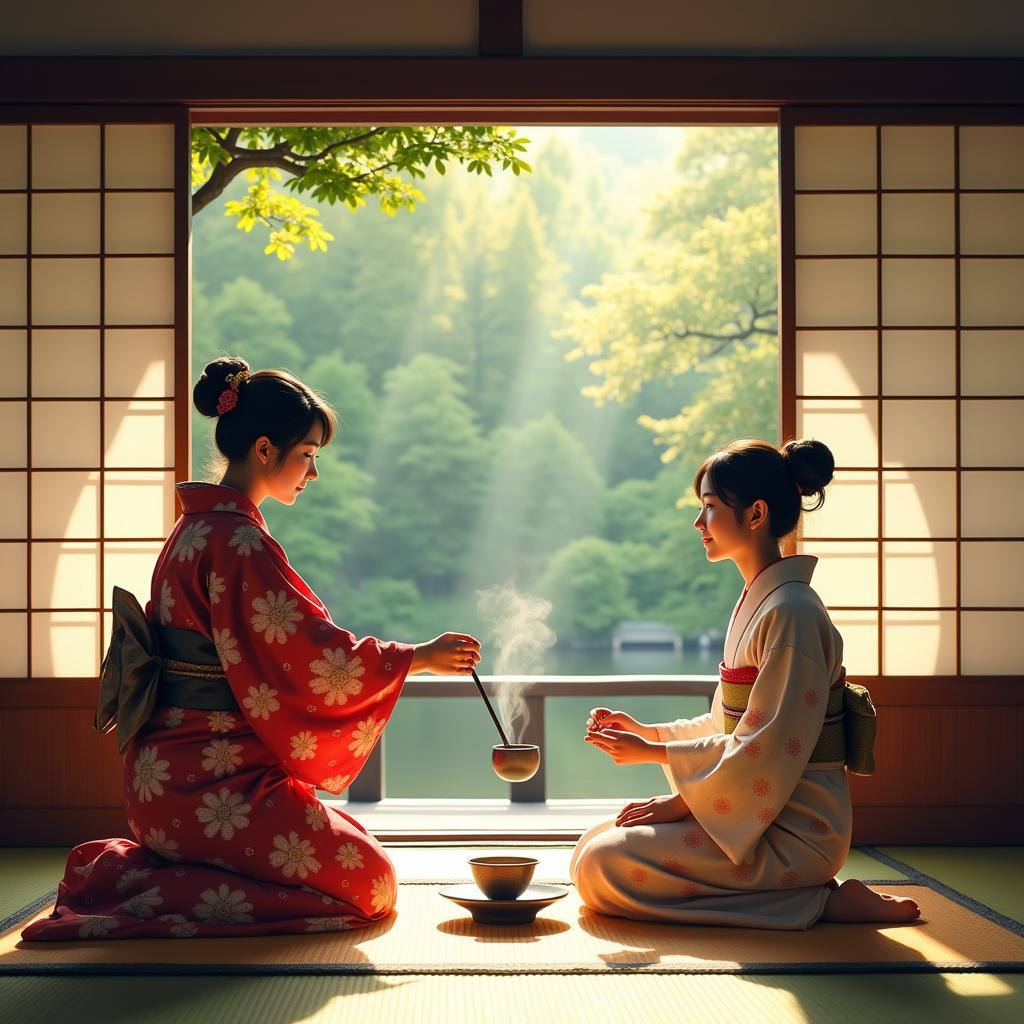 Traditional Japanese Tea Ceremony in a Kyoto Temple