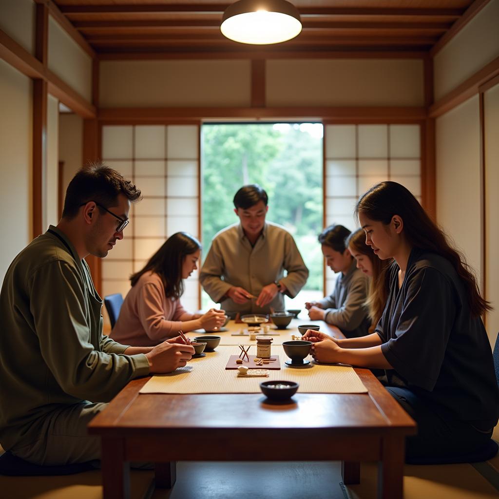 Participating in a traditional Japanese tea ceremony with Shubham Tours and Travels