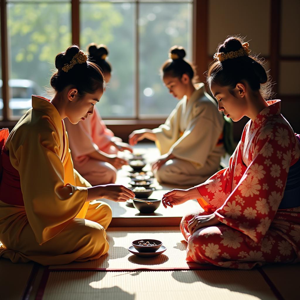 Traditional Japanese Tea Ceremony in Kimono