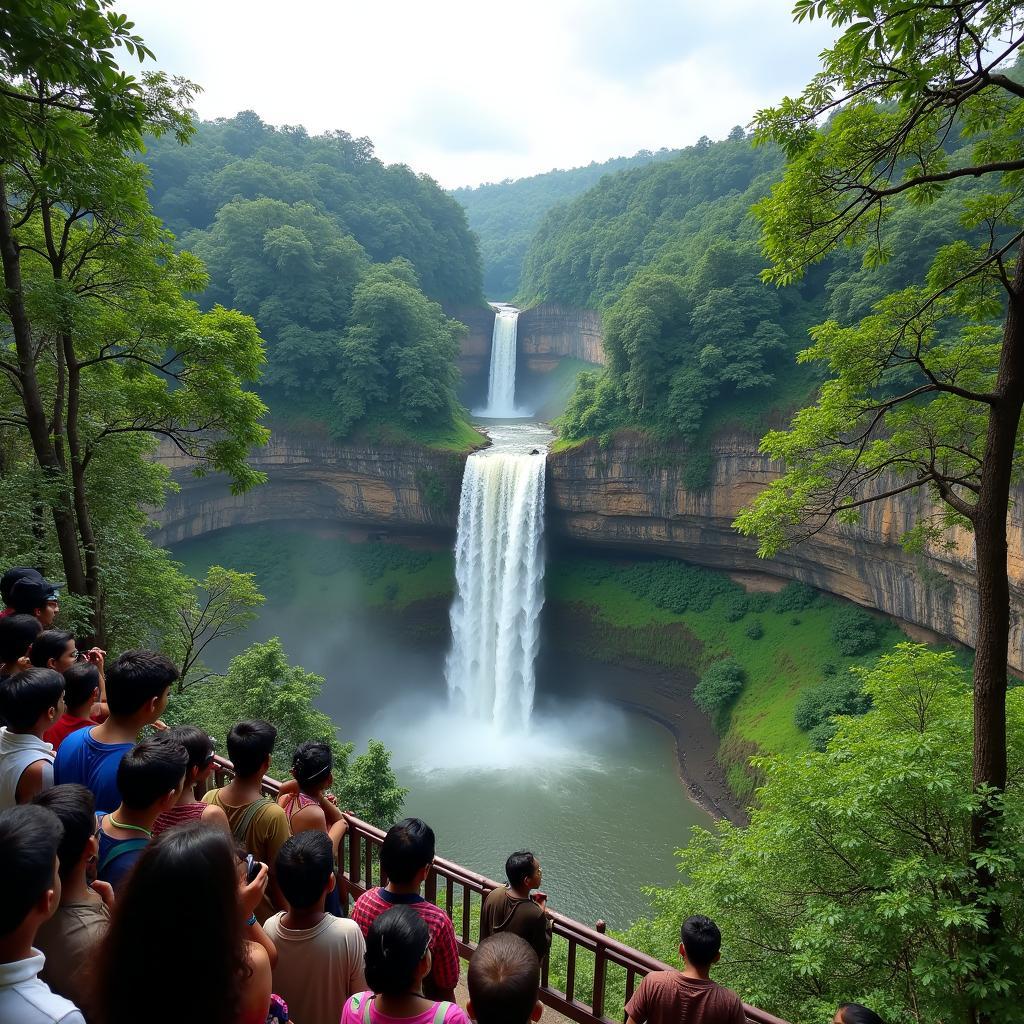 Exploring Jharkhand's breathtaking waterfalls with a knowledgeable tour guide.