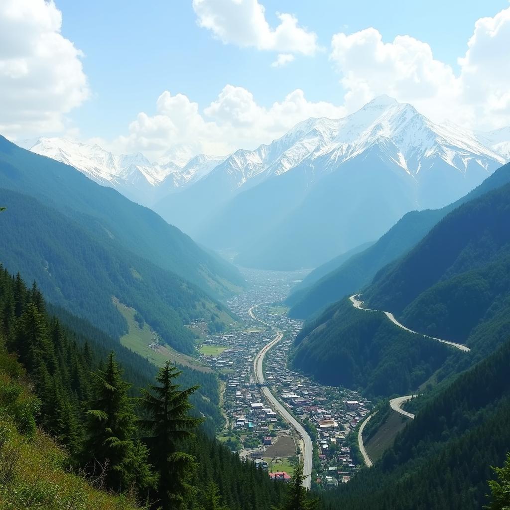 Scenic View of Katra and Patnitop from a Vantage Point