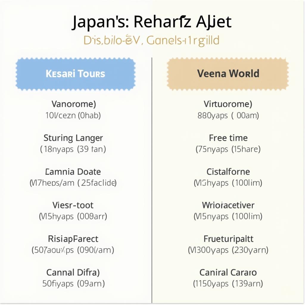 Comparing Kesari and Veena Japan Itineraries