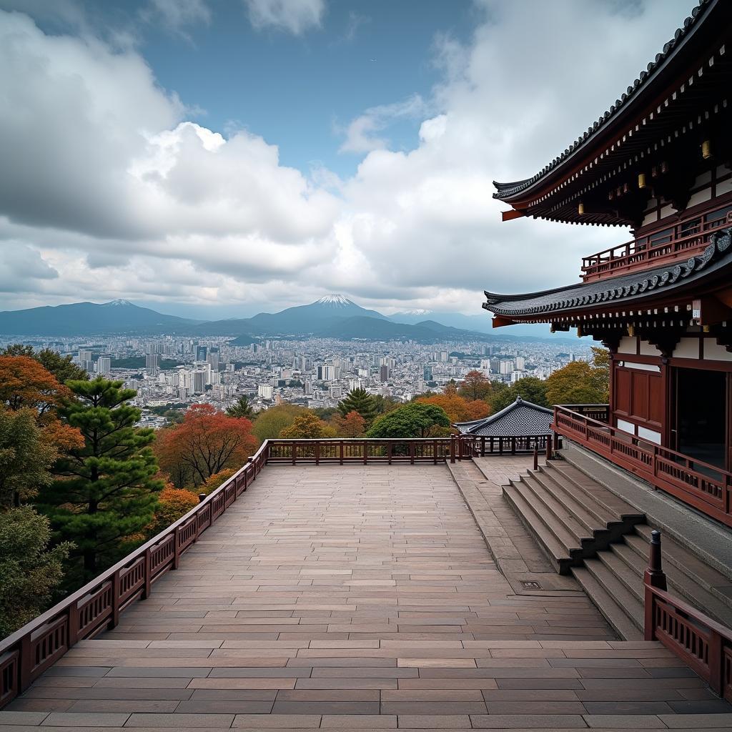 Kiyomizu-dera Temple in Kyoto, Japan with its iconic wooden stage and breathtaking city views