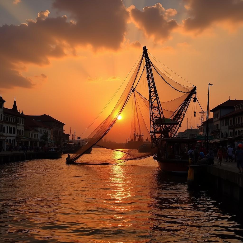 Kochi Chinese Fishing Nets at Sunset