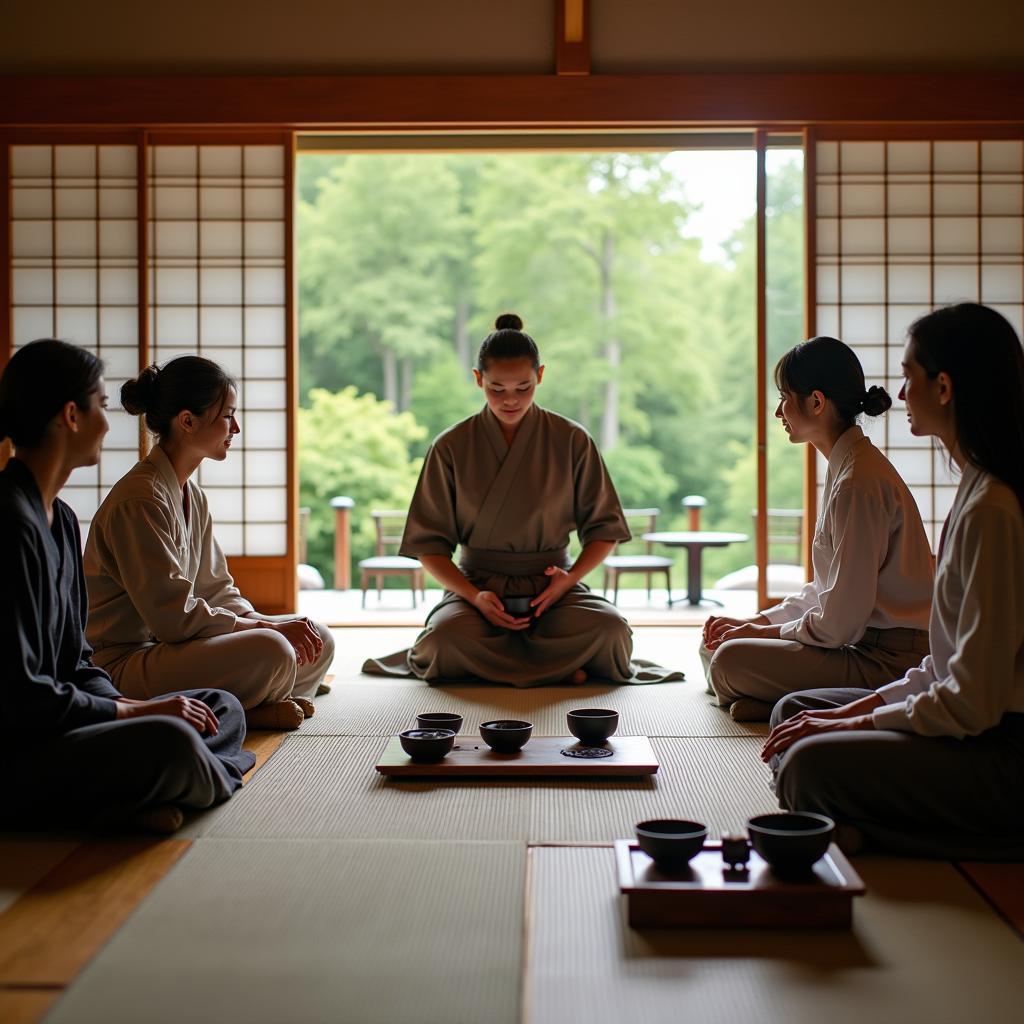 KV Tours & Travels guides clients through a traditional tea ceremony in Kyoto