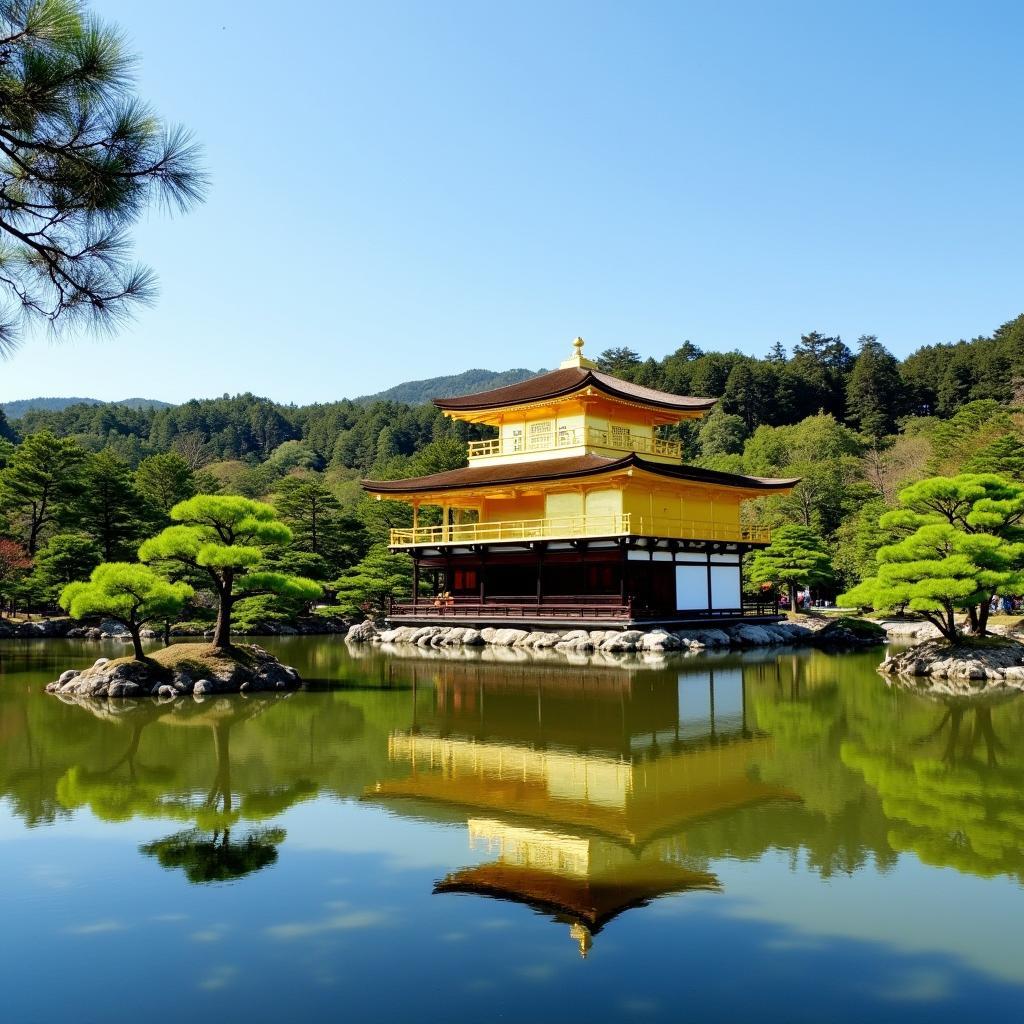 Golden Pavilion Reflecting in Pond - Kyoto Japan