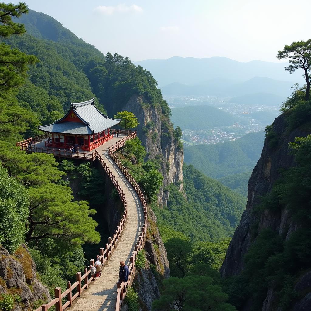 Reaching a Secluded Temple in Kyoto via Pulley Band