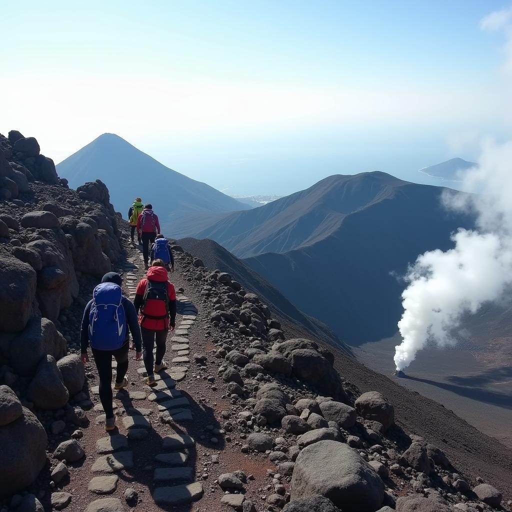 Hiking a Volcano in Kyushu during an Island Tour