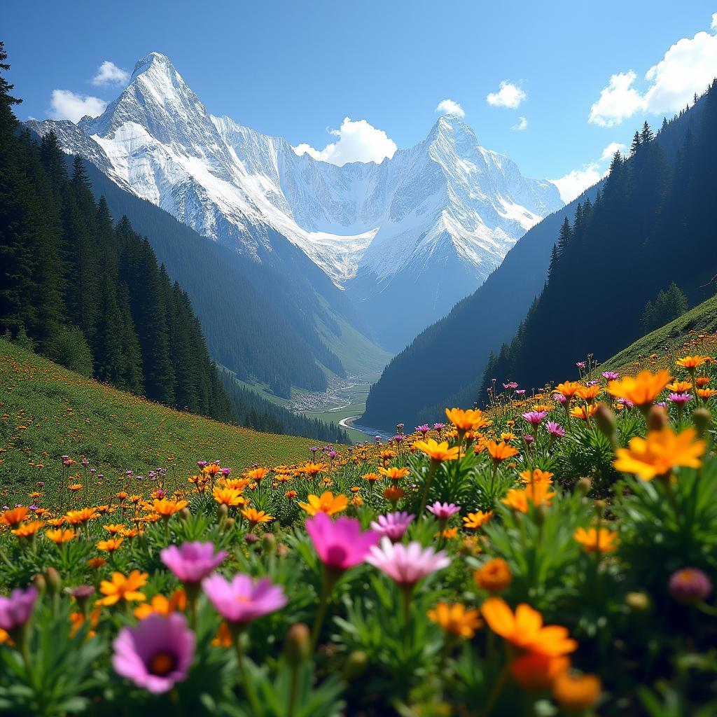 Lachung's Yumthang Valley with Snow-Capped Mountains