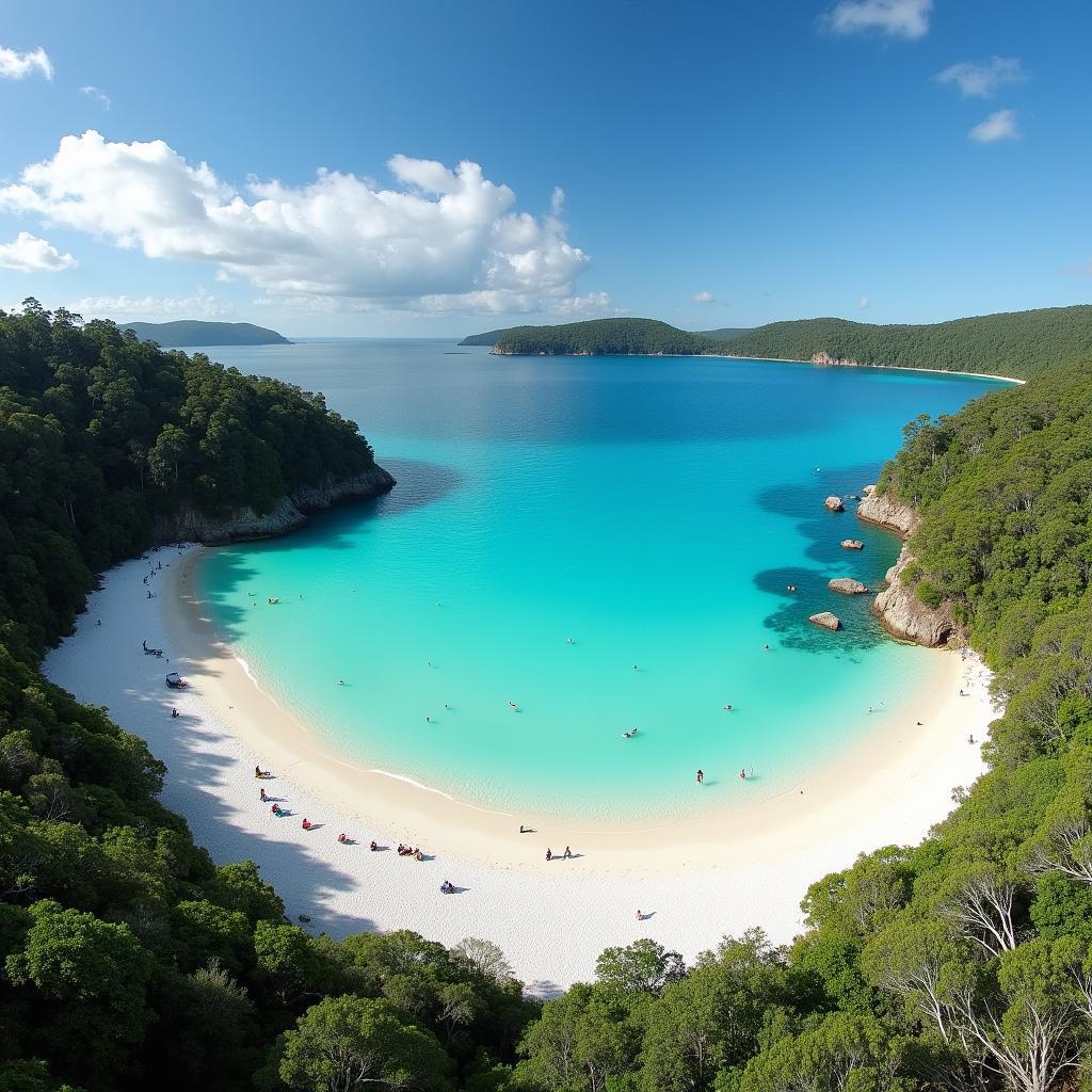 Crystal clear waters of Lake McKenzie during a day trip to Fraser Island