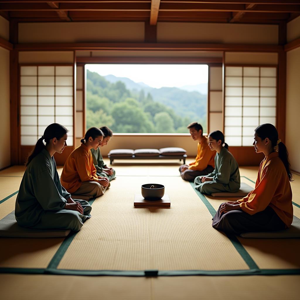 LDS Tour Group Experiencing Japanese Tea Ceremony