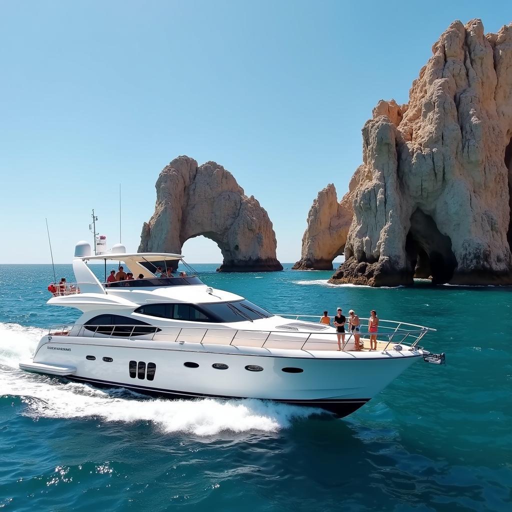 Luxury Yacht Tour in Cabo San Lucas with El Arco in the Background