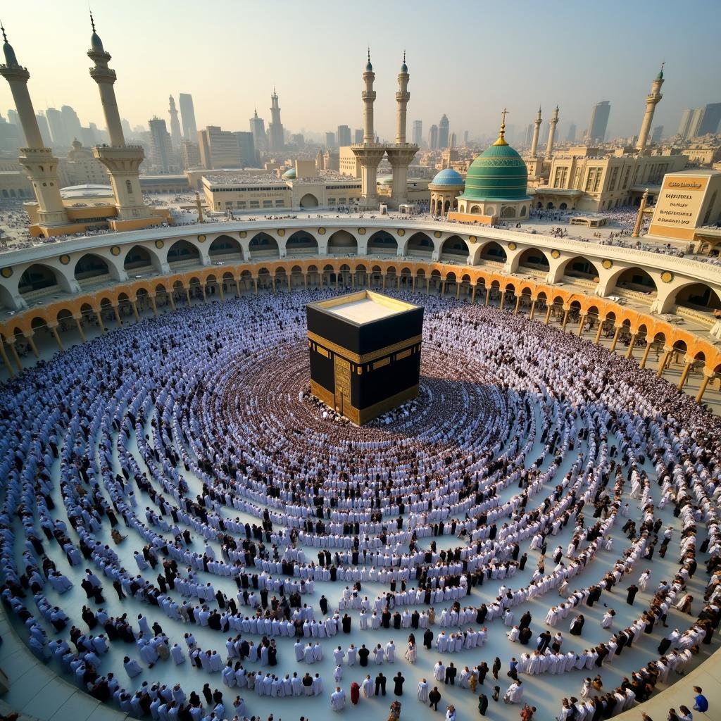 Aerial View of the Holy Mosque in Makkah