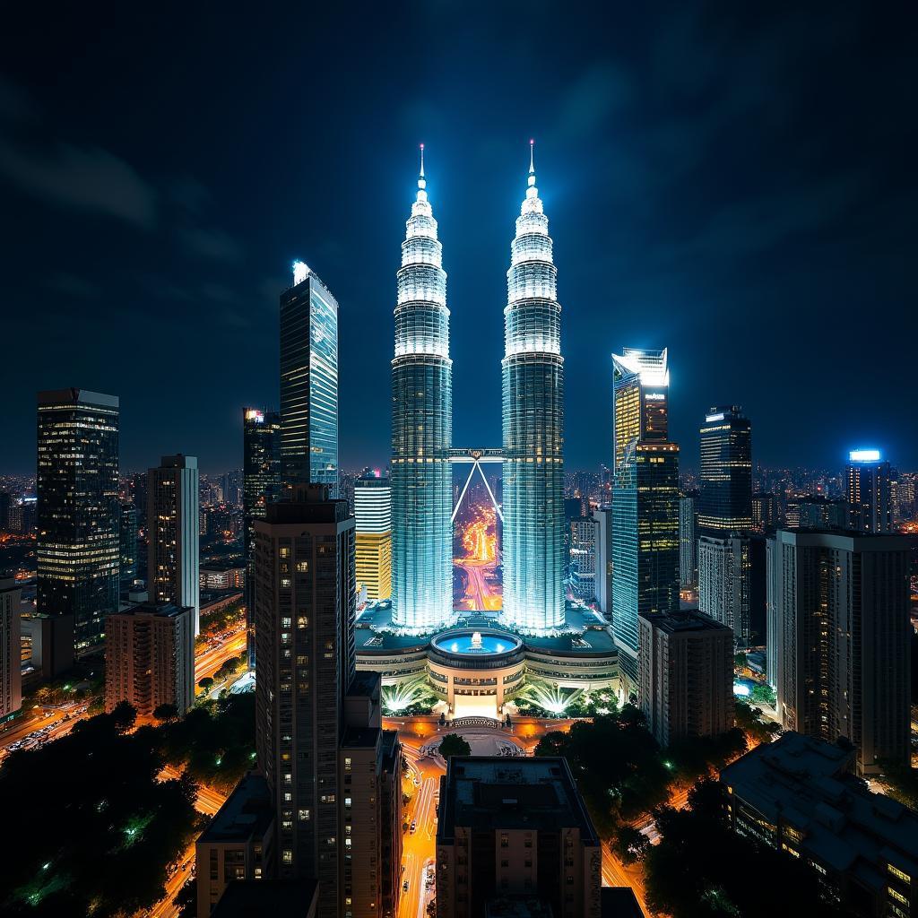 Malaysia Petronas Twin Towers at Night