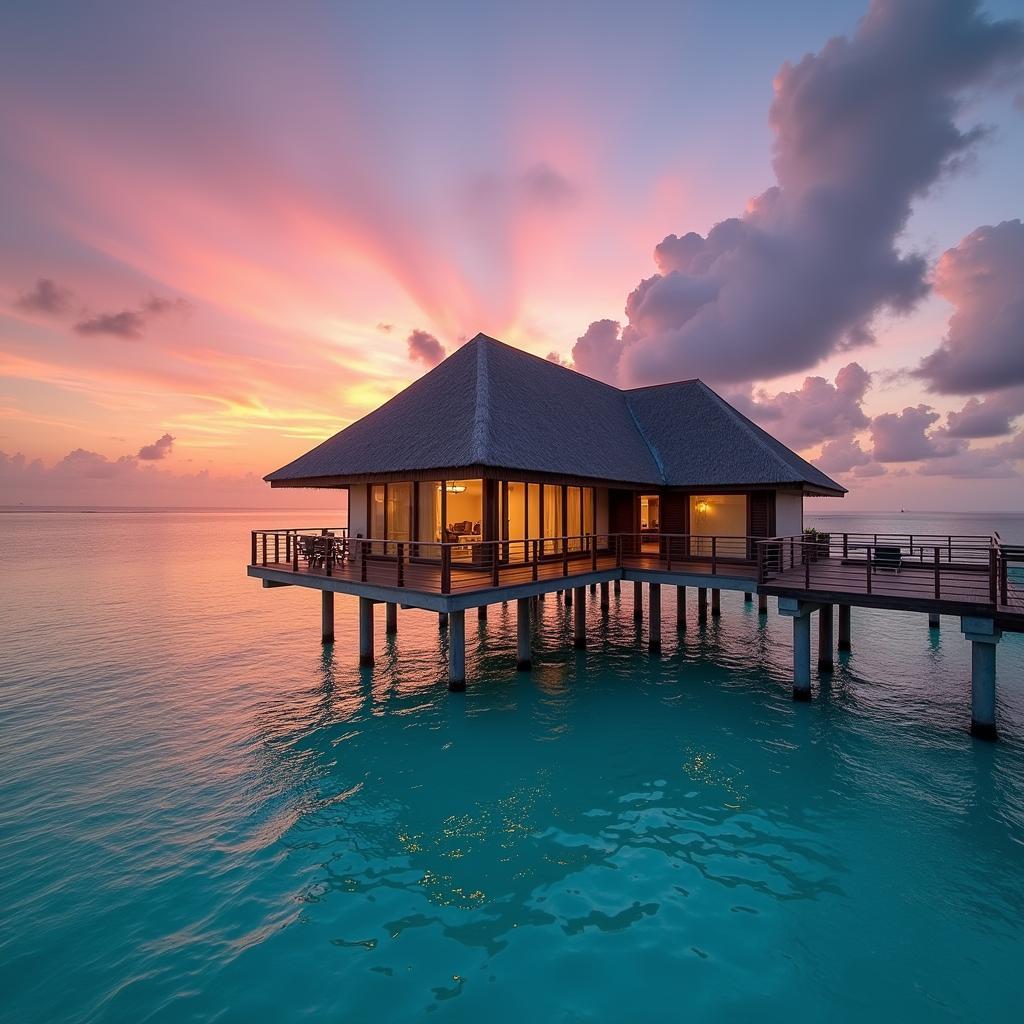 Maldives Overwater Bungalow at Sunset