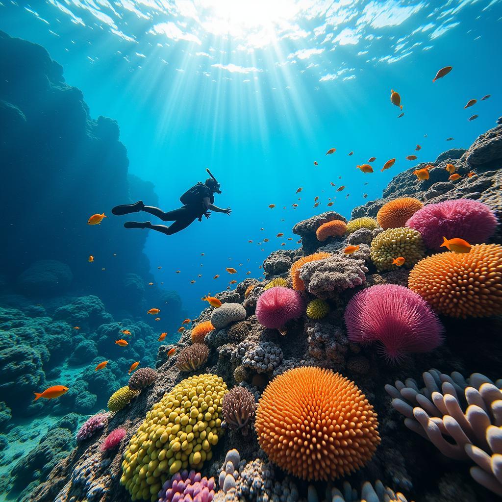 Snorkeling in the vibrant coral reefs of the Maldives