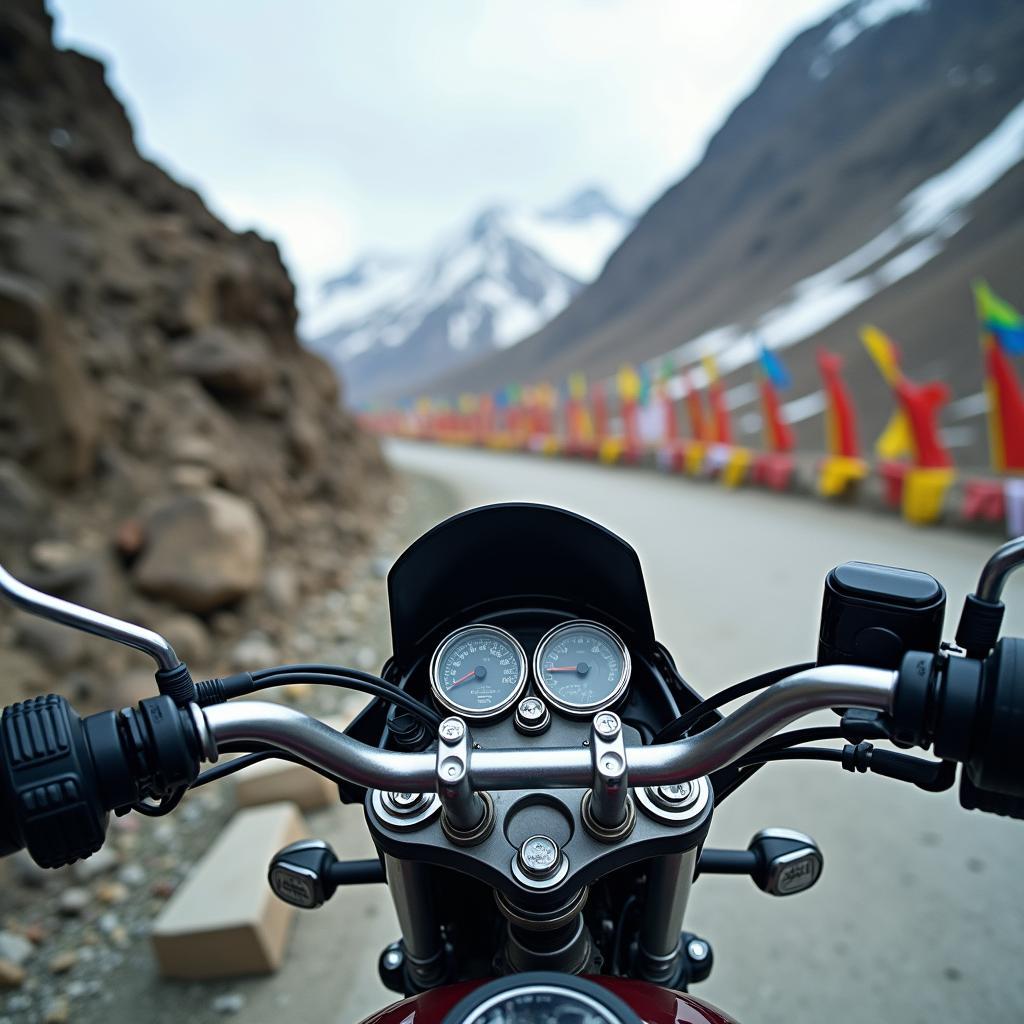 Riding through high mountain passes on a Manali bike tour