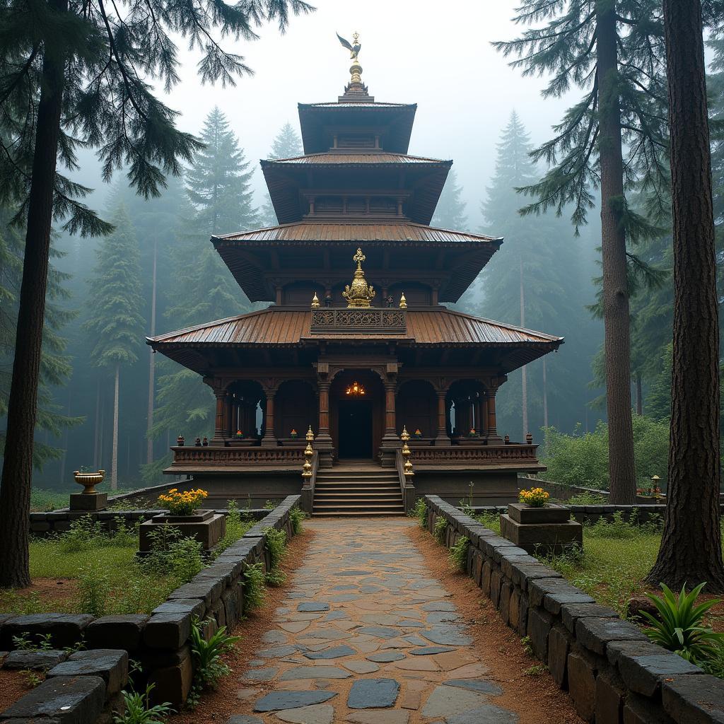 Hadimba Devi Temple nestled within a serene cedar forest in Manali.