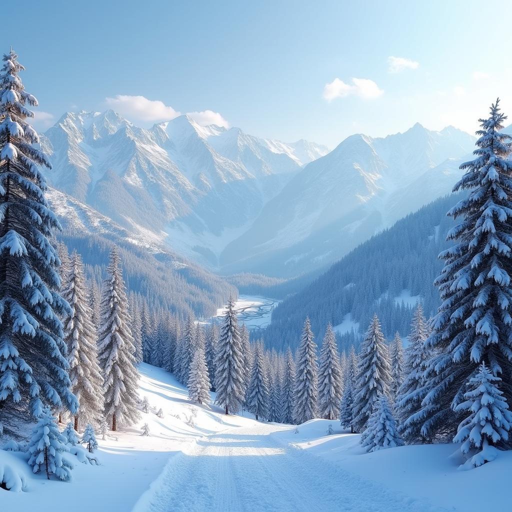 Manali's Snow-Covered Mountains in Winter