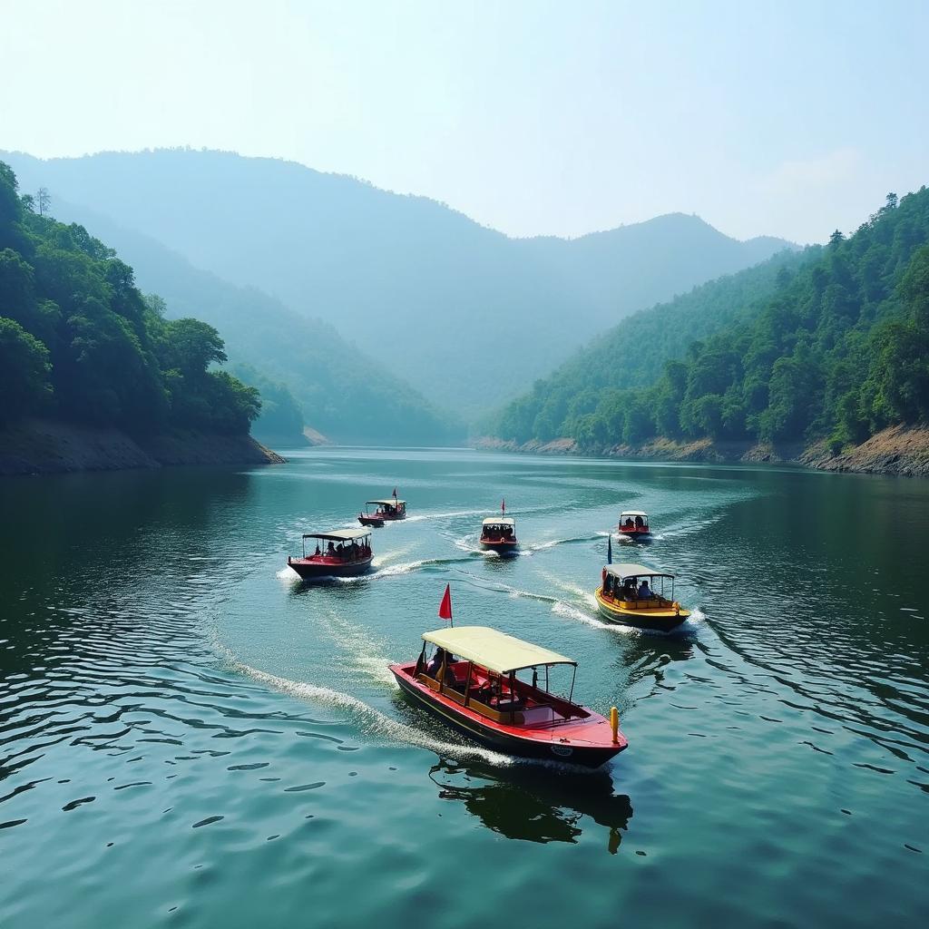 Boating on Mattupetty Dam's Serene Lake