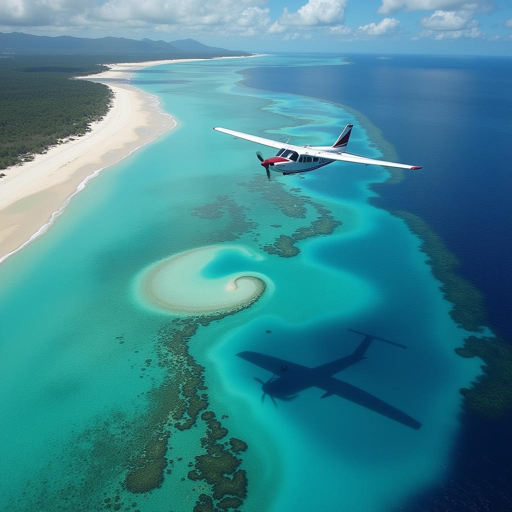 Mauritius Seaplane Tour: Aerial View of the Underwater Waterfall Illusion