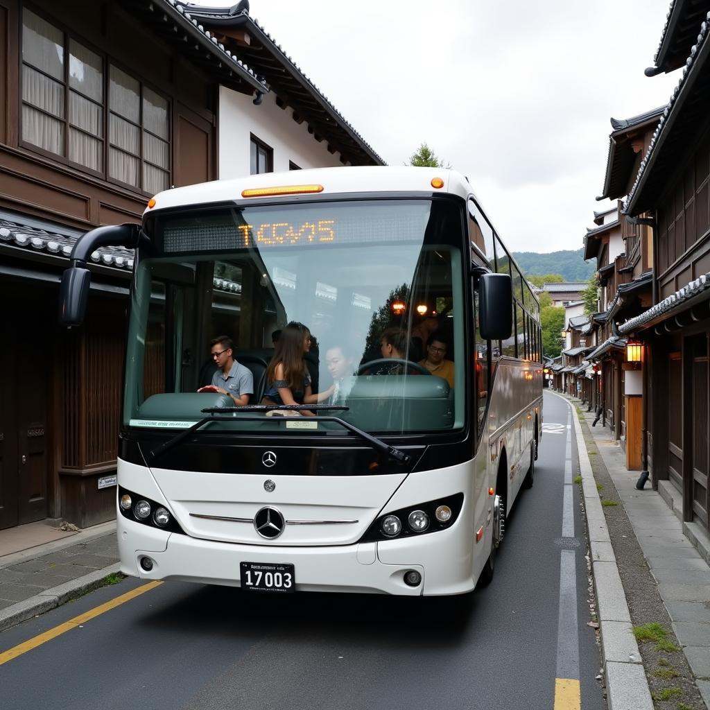 Mercedes Tour Bus in Kyoto's Gion District