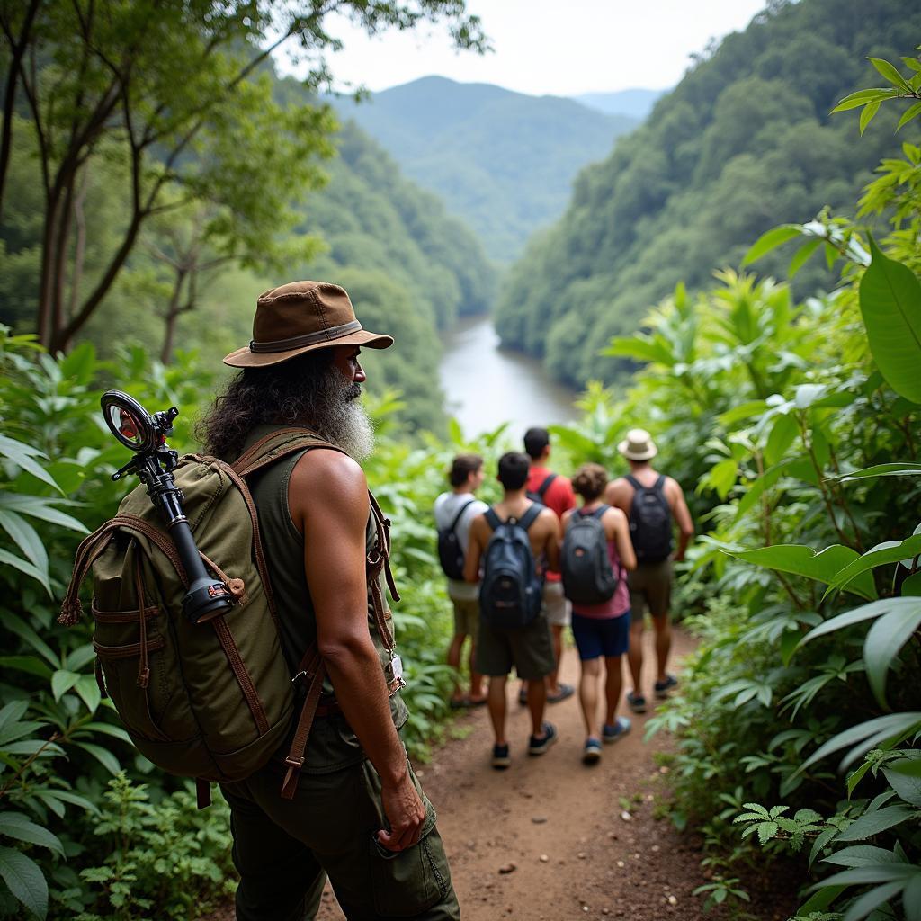 Indigenous Guide Leading a Dreamtime Walk Through Mossman Gorge