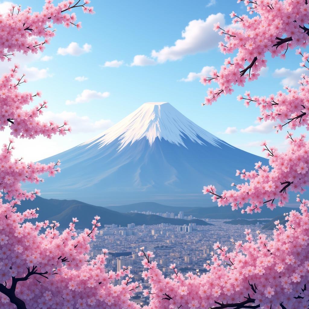 Mount Fuji with Cherry Blossoms