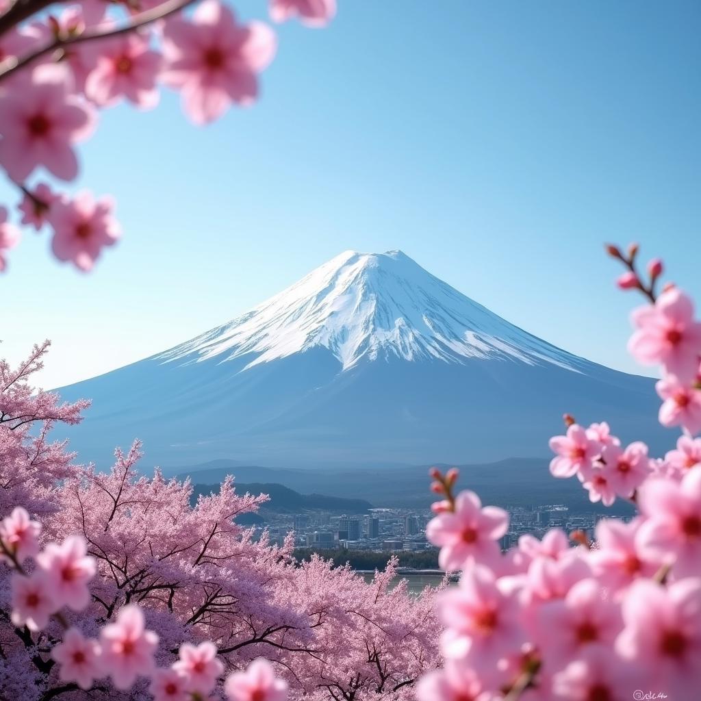 Mount Fuji with Cherry Blossom in Japan