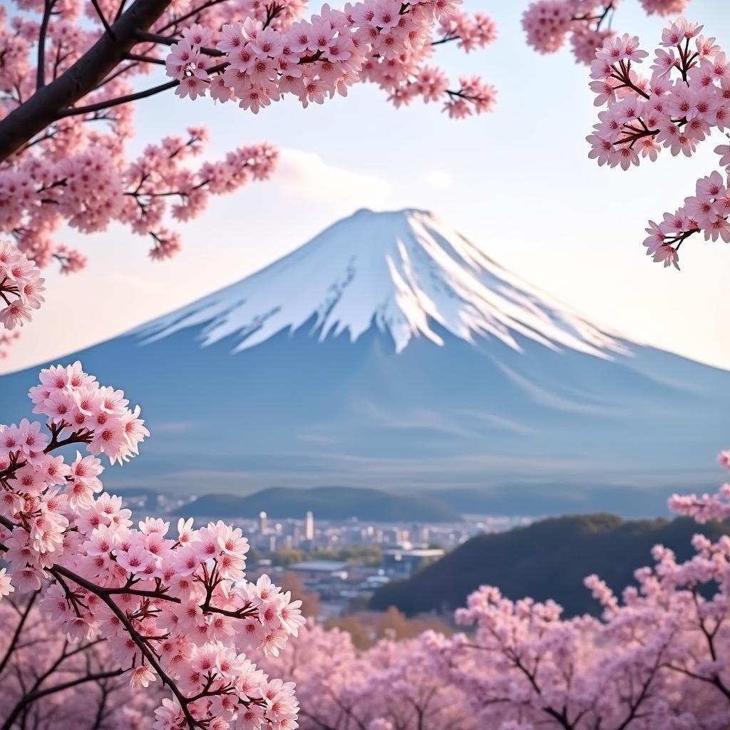 Mount Fuji with Cherry Blossoms - Iconic Japanese landscape