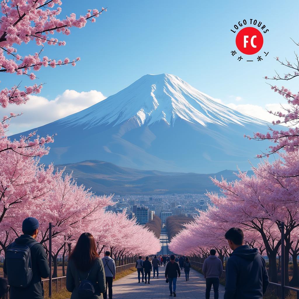 Mount Fuji and Cherry Blossoms with Logo Tours FC