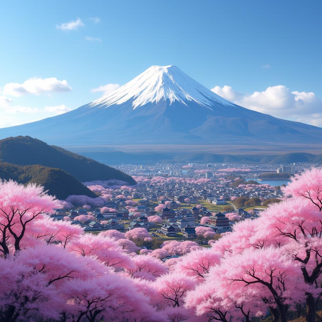 Mount Fuji with Cherry Blossoms in Spring at 1920x860