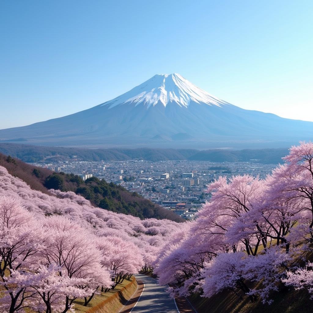 Mount Fuji with Cherry Blossom in Spring during a 20 Somans Leisure Tour