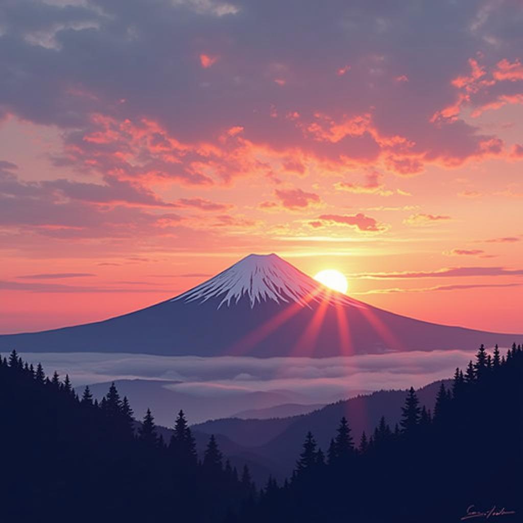 Majestic Mount Fuji at Sunrise