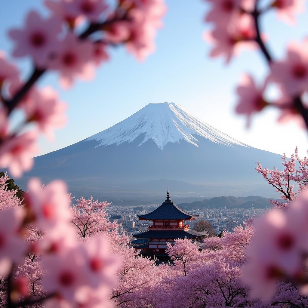 Mount Fuji with Cherry Blossoms in the Foreground