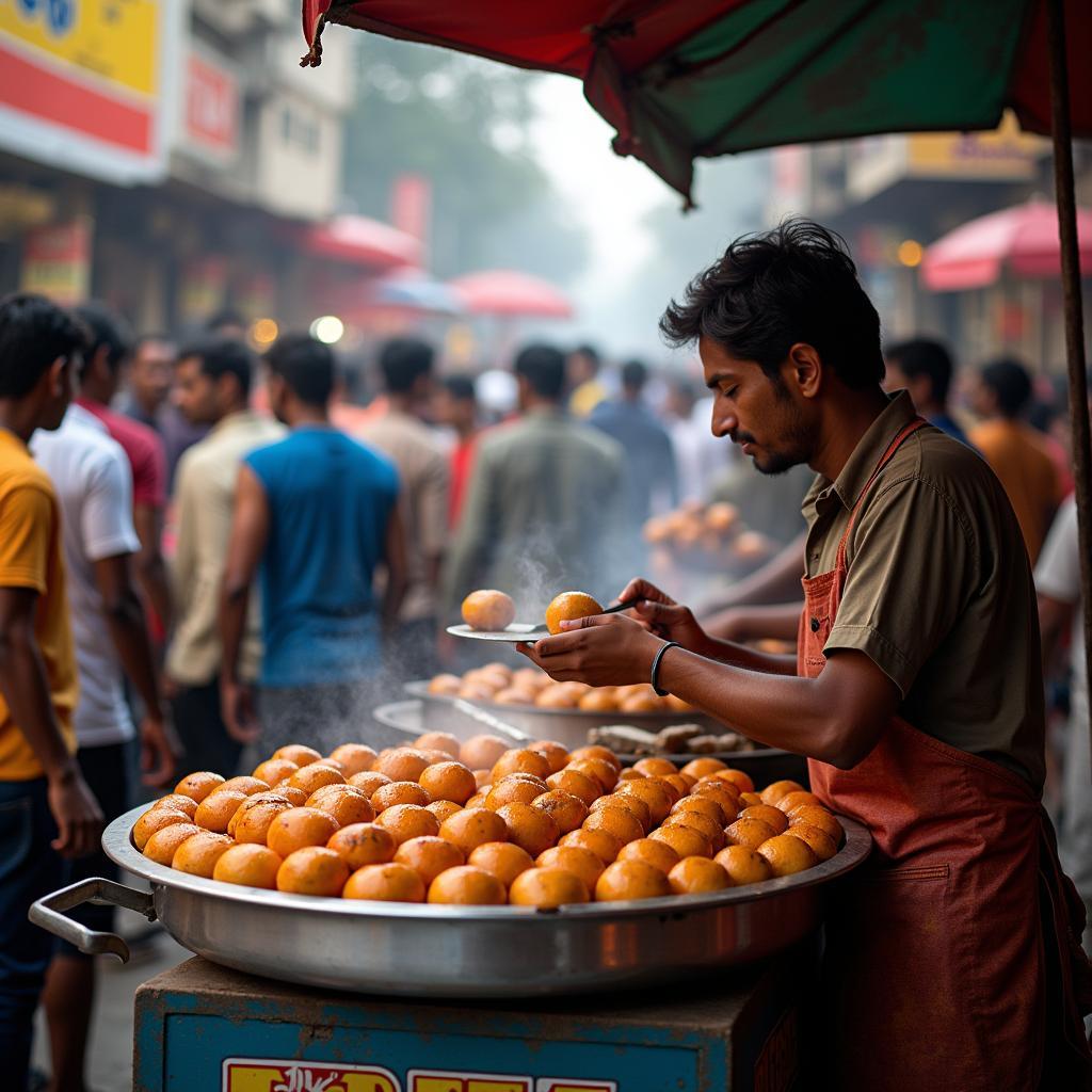 Mumbai street food vendor selling vada pav