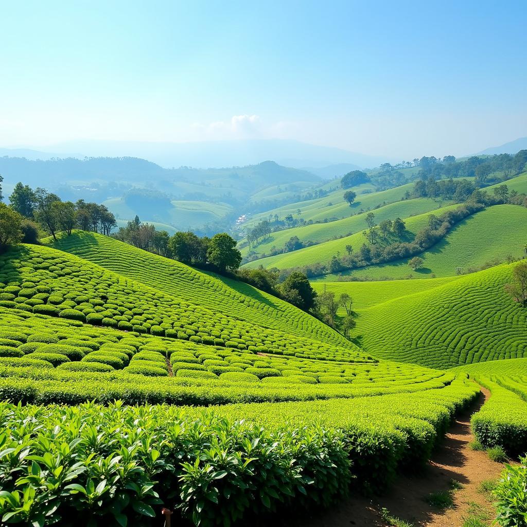 Munnar Tea Plantations Scenic View with Rolling Hills